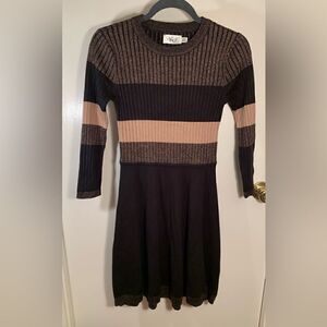 Eliza J EUC black/pink color block knit long sleeve dress Size small